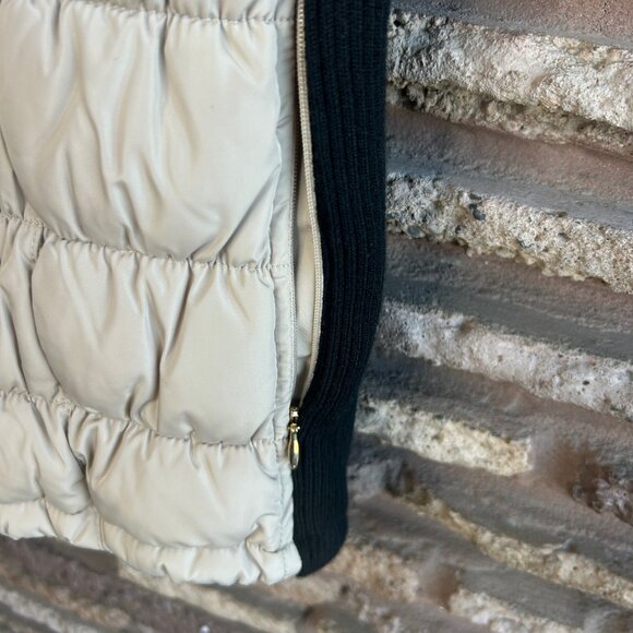 Calvin Klein Puffer Vest Funnel Neck Side Zipper Tan Black Sides Size Small - Picture 8 of 10